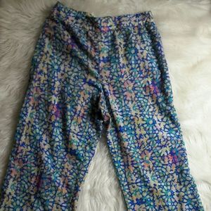 Blue Printed Flared Fashion Pants